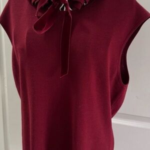 Escada Ruffled Collared 100% Virgin Wool Sweater Sz L